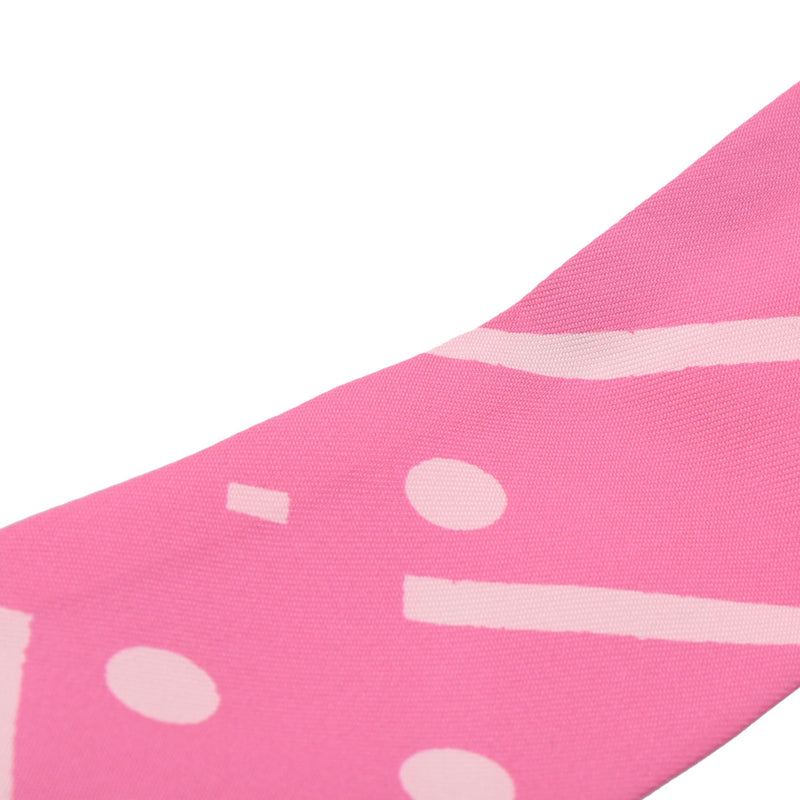 HERMES エルメス ツイリー JEU DE SOIE 新タグ ピンク/黒 レディース シルク100％ スカーフ ABランク 中古 銀蔵