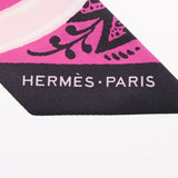 HERMES エルメス ツイリー JEU DE SOIE 新タグ ピンク/黒 レディース シルク100％ スカーフ ABランク 中古 銀蔵