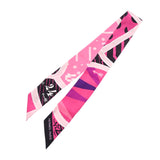 HERMES エルメス ツイリー JEU DE SOIE 新タグ ピンク/黒 レディース シルク100％ スカーフ ABランク 中古 銀蔵