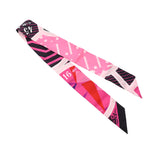 HERMES エルメス ツイリー JEU DE SOIE 新タグ ピンク/黒 レディース シルク100％ スカーフ ABランク 中古 銀蔵