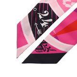 HERMES エルメス ツイリー JEU DE SOIE 新タグ ピンク/黒 レディース シルク100％ スカーフ ABランク 中古 銀蔵