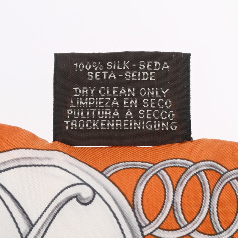 HERMES エルメス ツイリー LIFT PROFILE 新タグ オレンジ/ベージュ レディース シルク100％ スカーフ ABランク 中古 銀蔵