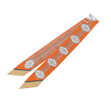 HERMES エルメス ツイリー LIFT PROFILE 新タグ オレンジ/ベージュ レディース シルク100％ スカーフ ABランク 中古 銀蔵