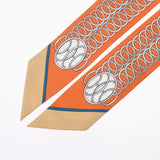 HERMES エルメス ツイリー LIFT PROFILE 新タグ オレンジ/ベージュ レディース シルク100％ スカーフ ABランク 中古 銀蔵