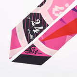 HERMES エルメス ツイリー JEU DE SOIE 新タグ ピンク/黒 レディース シルク100％ スカーフ ABランク 中古 銀蔵