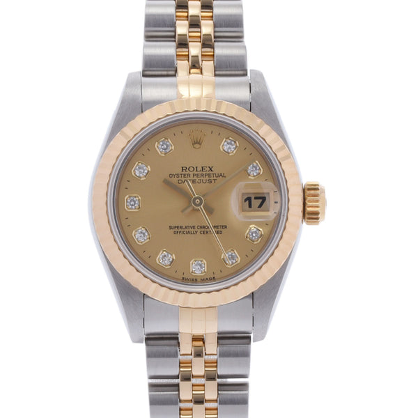 ROLEX ロレックス デイトジャスト 10Pダイヤ 69173G レディース YG/SS 腕時計 自動巻き シャンパン文字盤 Aランク 中古 銀蔵