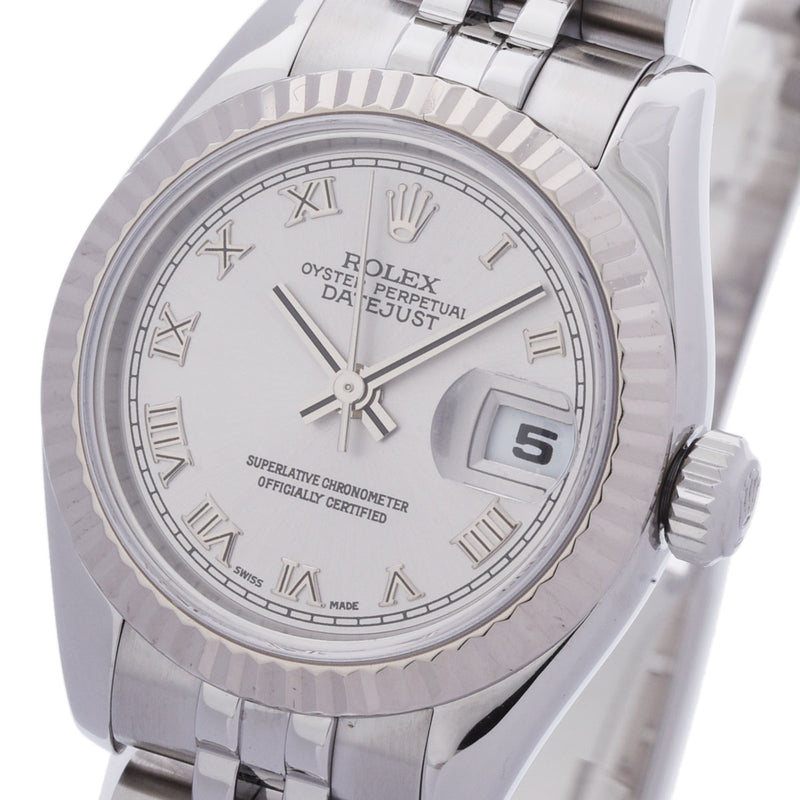 ROLEX ロレックス デイトジャスト 179174 レディース SS/WG 腕時計 自動巻き グレー文字盤 Aランク 中古 銀蔵