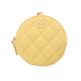 CHANEL シャネル ジップコインパース バッグチャーム イエロー ゴールド金具 AP2083 レディース キャビアスキン コインケース ABランク 中古 銀蔵