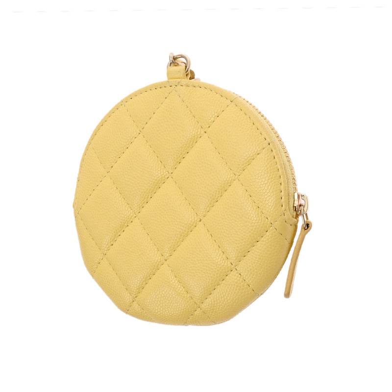 シャネルジップコインパース バッグチャーム イエロー ゴールド金具 レディース キャビアスキン コインケース AP2083 CHANEL 中古 ...