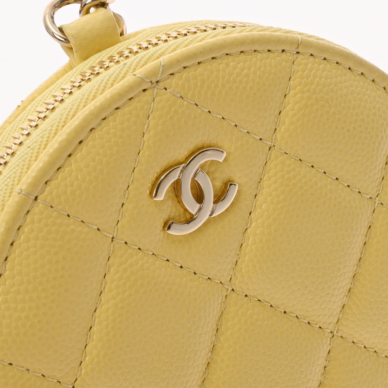 シャネルジップコインパース バッグチャーム イエロー ゴールド金具 レディース キャビアスキン コインケース AP2083 CHANEL 中古 ...