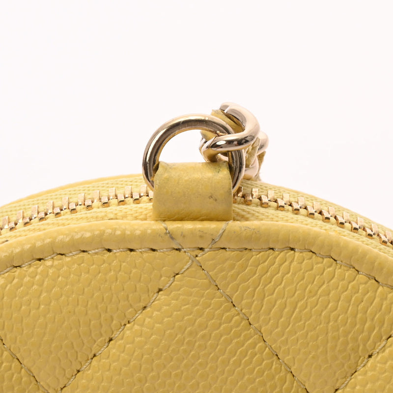 シャネルジップコインパース バッグチャーム イエロー ゴールド金具 レディース キャビアスキン コインケース AP2083 CHANEL 中古 ...