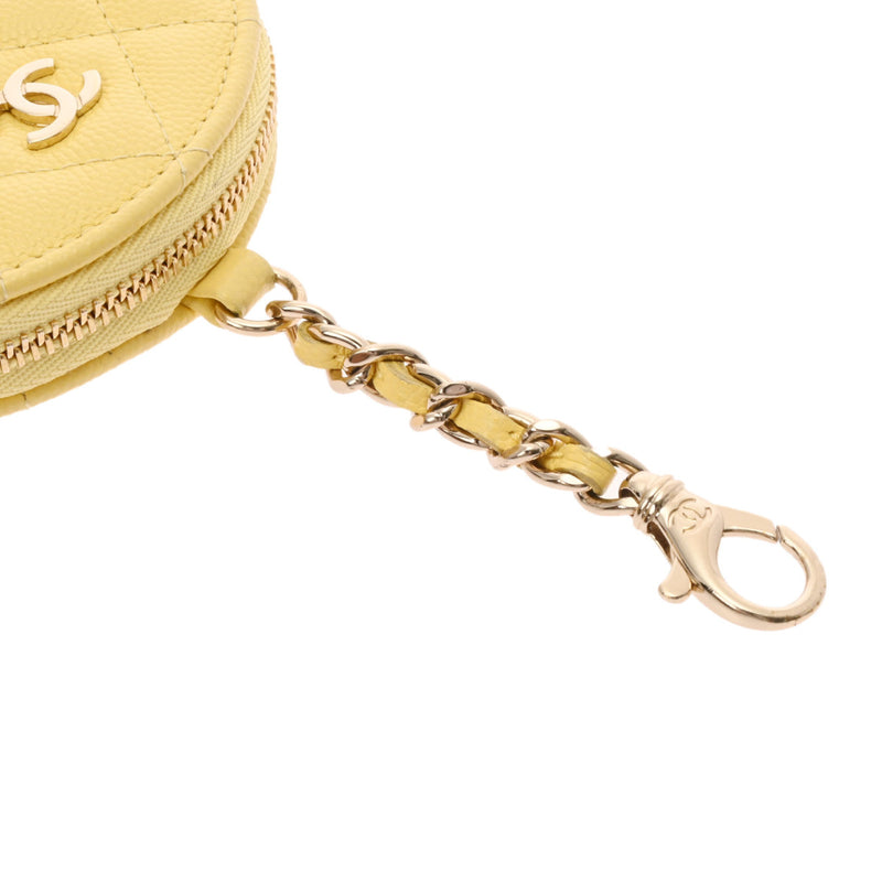 シャネルジップコインパース バッグチャーム イエロー ゴールド金具 レディース キャビアスキン コインケース AP2083 CHANEL 中古 ...