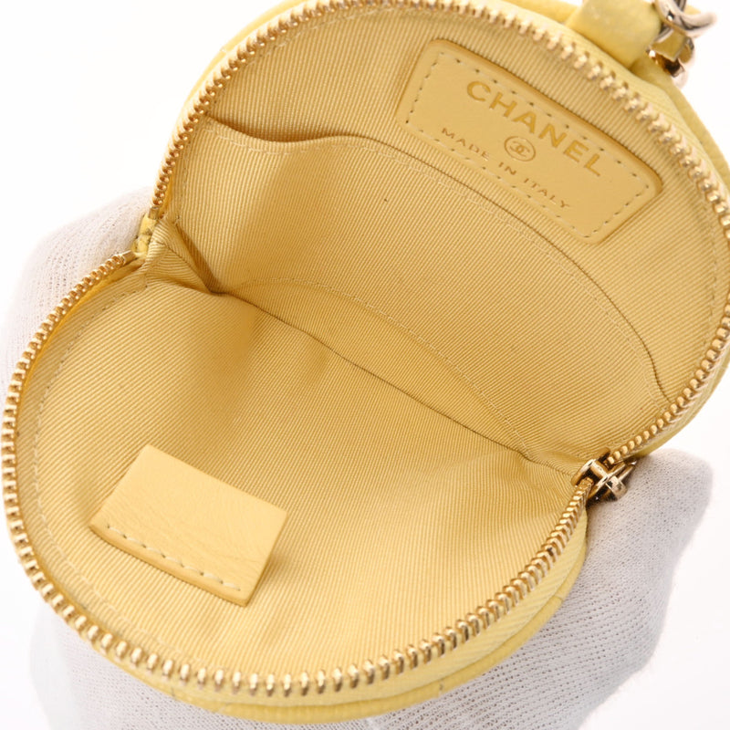 シャネルジップコインパース バッグチャーム イエロー ゴールド金具 レディース キャビアスキン コインケース AP2083 CHANEL 中古 ...