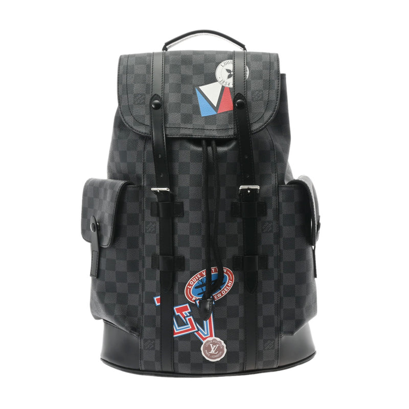 LOUIS VUITTON ルイヴィトン ダミエ グラフィット クリストファーPM LVリーグ ブラック N41055 メンズ ダミエグラフィットキャンバス リュック・デイパック Aランク 中古 銀蔵