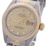 ROLEX ロレックス デイトジャスト 10Pダイヤ 69173G レディース YG/SS 腕時計 自動巻き シャンパン文字盤 Aランク 中古 銀蔵