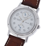 HERMES エルメス クリッパーGMT パワーリザーブ CL5.710 ボーイズ SS/革 腕時計 自動巻き 白文字盤 Aランク 中古 銀蔵