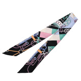 HERMES エルメス ツイリー CLIQUETIS ブラック/ローズ/ミント レディース シルク100％ スカーフ Aランク 中古 銀蔵