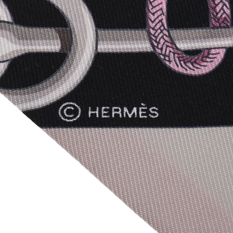 HERMES エルメス ツイリー CLIQUETIS ブラック/ローズ/ミント レディース シルク100％ スカーフ Aランク 中古 銀蔵