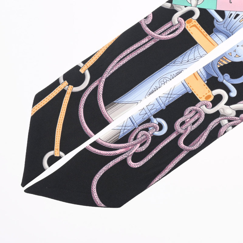 HERMES エルメス ツイリー CLIQUETIS ブラック/ローズ/ミント レディース シルク100％ スカーフ Aランク 中古 銀蔵