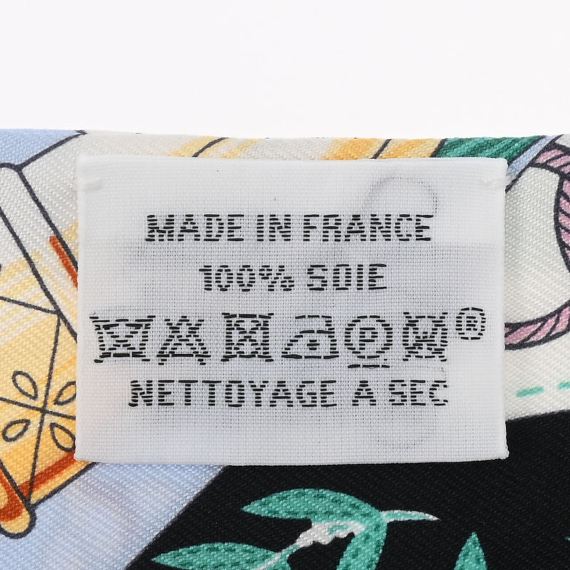 HERMES エルメス ツイリー CLIQUETIS ブラック/ローズ/ミント レディース シルク100％ スカーフ Aランク 中古 銀蔵