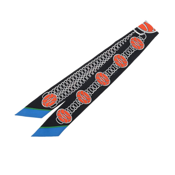 HERMES エルメス ツイリー LIFT PROFILE ブラック/コバルト/バーミリオン レディース シルク100％ スカーフ Aランク 中古 銀蔵