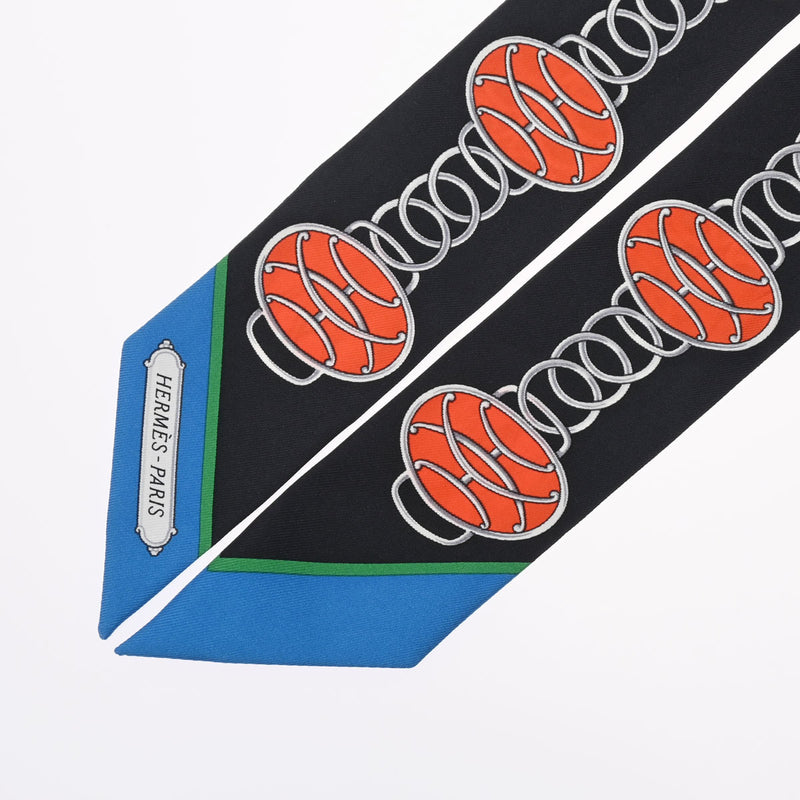 HERMES エルメス ツイリー LIFT PROFILE ブラック/コバルト/バーミリオン レディース シルク100％ スカーフ Aランク 中古 銀蔵
