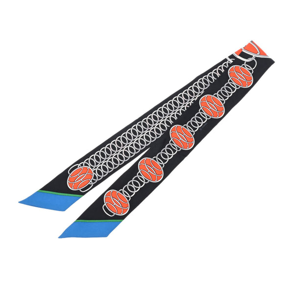 HERMES エルメス ツイリー LIFT PROFILE ブラック/コバルト/バーミリオン レディース シルク100％ スカーフ Aランク 中古 銀蔵