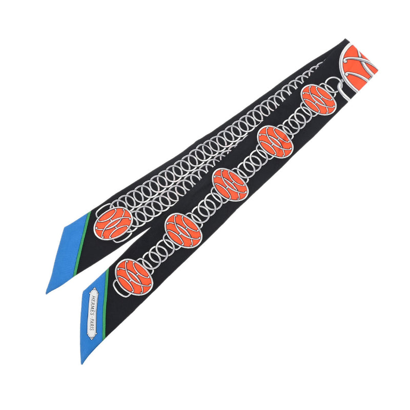 HERMES エルメス ツイリー LIFT PROFILE ブラック/コバルト/バーミリオン レディース シルク100％ スカーフ Aランク 中古 銀蔵