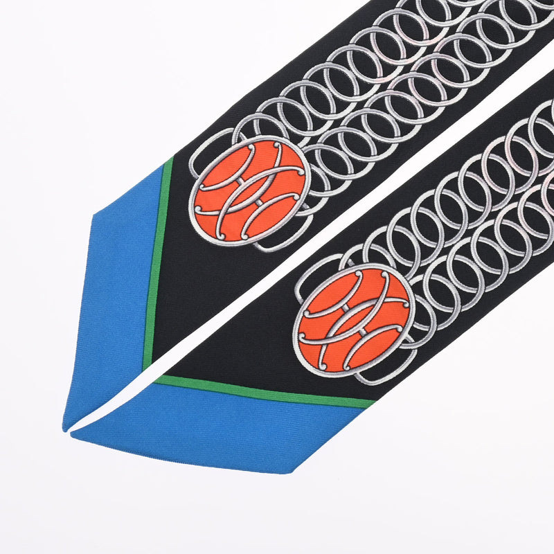 HERMES エルメス ツイリー LIFT PROFILE ブラック/コバルト/バーミリオン レディース シルク100％ スカーフ Aランク 中古 銀蔵