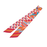 HERMES エルメス ツイリー オレンジ/レッド/ピンク レディース シルク100％ スカーフ ABランク 中古 銀蔵