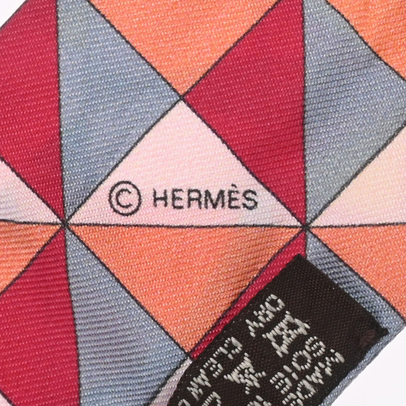 HERMES エルメス ツイリー オレンジ/レッド/ピンク レディース シルク100％ スカーフ ABランク 中古 銀蔵
