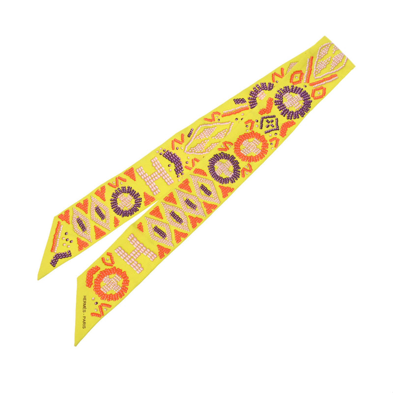 HERMES エルメス ツイリー KELLY EN PERLES イエローグリーン レディース シルク100％ スカーフ ABランク 中古 銀蔵