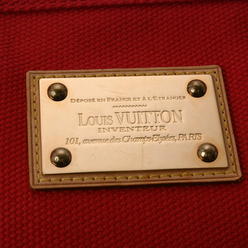LOUIS VUITTON ルイヴィトン アンティグア カバMM レッド M40034 レディース コットンキャンバス ハンドバッグ ABランク 中古 銀蔵