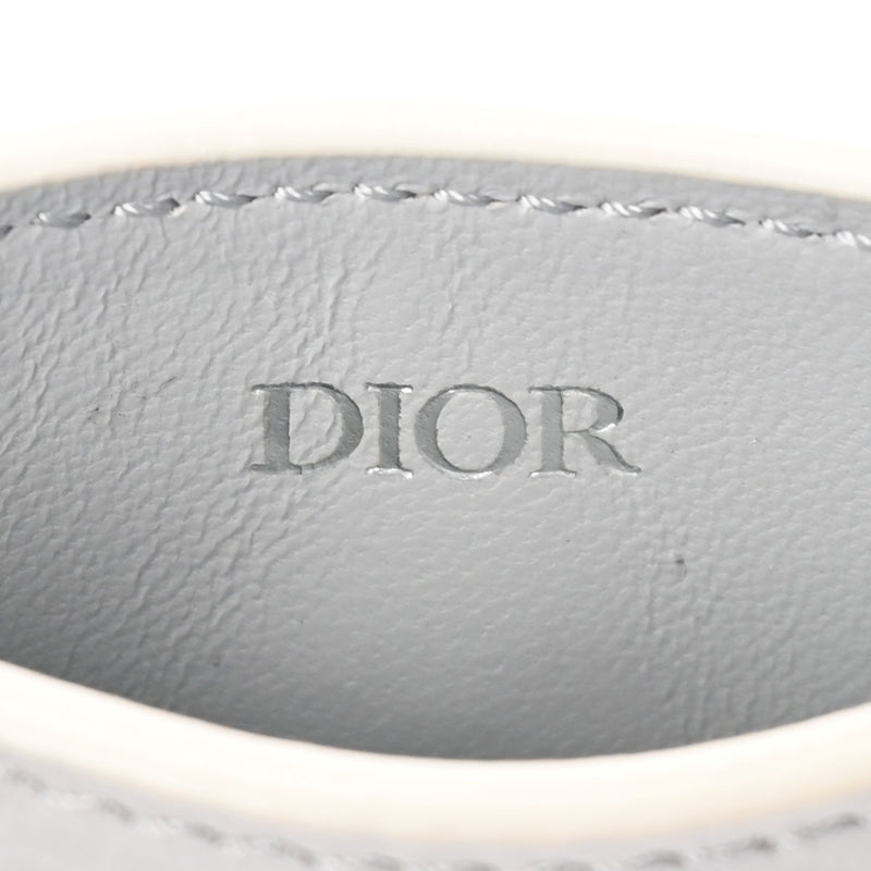 CHRISTIAN DIOR クリスチャンディオール AIR ランヤード ネックカードストラップ グレー シルバー金具 レディース カーフ カードケース ABランク 中古 銀蔵