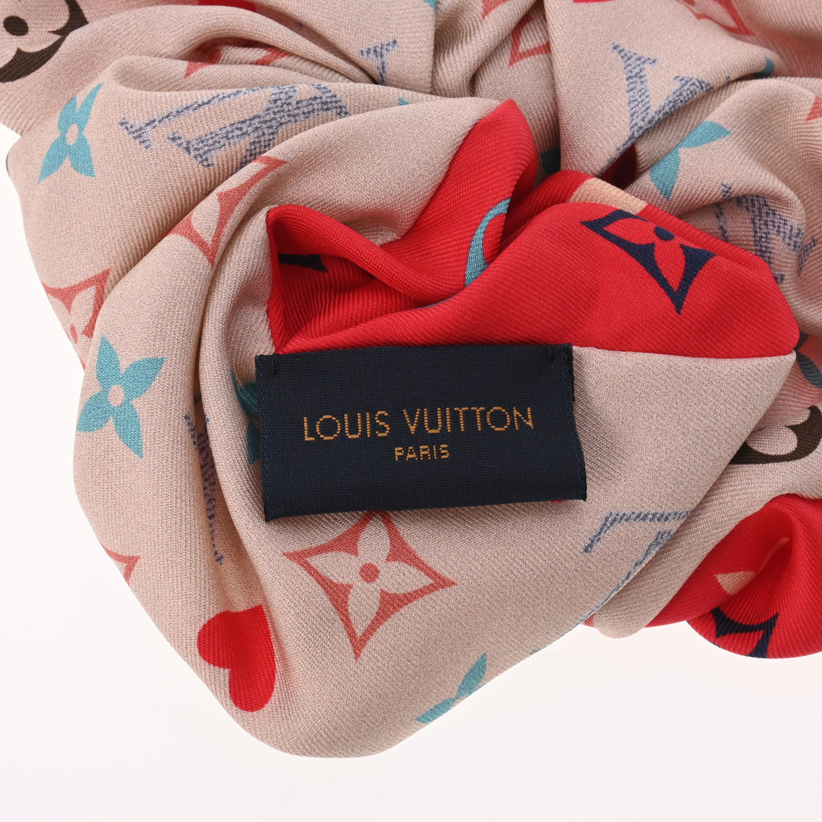 ルイヴィトンシュシュ トロシュー レッド/ベージュ レディース シルク100％ ブランド小物 M77398 LOUIS VUITTON 中古 –  銀蔵オンライン