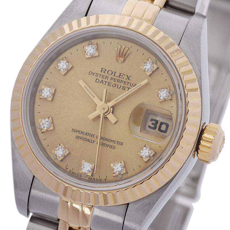 ROLEX ロレックス デイトジャスト 10Pダイヤ 69173G レディース YG/SS 腕時計 自動巻き シャンパン文字盤 Aランク 中古 銀蔵