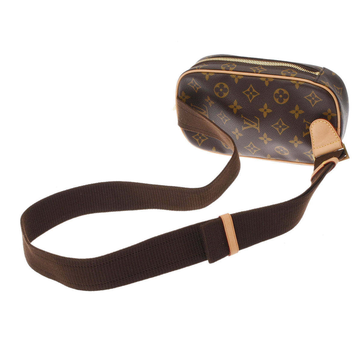 【美品】ルイヴィトン モノグラム ポシェットガンジュ M51870 CA0015 ルイヴィトンポシェットガンジュ 14145 ブラウン レディース