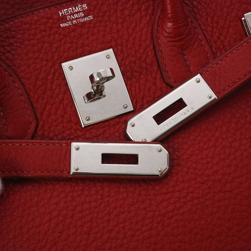 HERMES エルメス バーキン30  ルージュガランス シルバー金具 □M刻印(2009年頃) レディース トリヨンクレマンス ハンドバッグ ABランク 中古 銀蔵