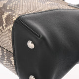 LOUIS VUITTON ルイヴィトン ロックイット PM 黒/ベージュ 不明 レディース パイソン ハンドバッグ ABランク 中古 銀蔵