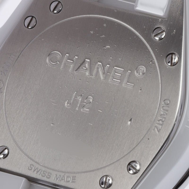 CHANEL シャネル シャネル J12 33mm ベゼルダイヤ H0967 レディース 白セラミック/SS 腕時計 クオーツ 白文字盤 Aランク 中古 銀蔵