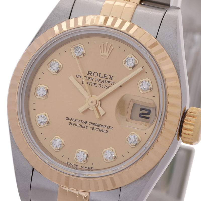 ROLEX ロレックス デイトジャスト 10Pダイヤ 69173G レディース YG/SS 腕時計 自動巻き シャンパン文字盤 Aランク 中古 銀蔵