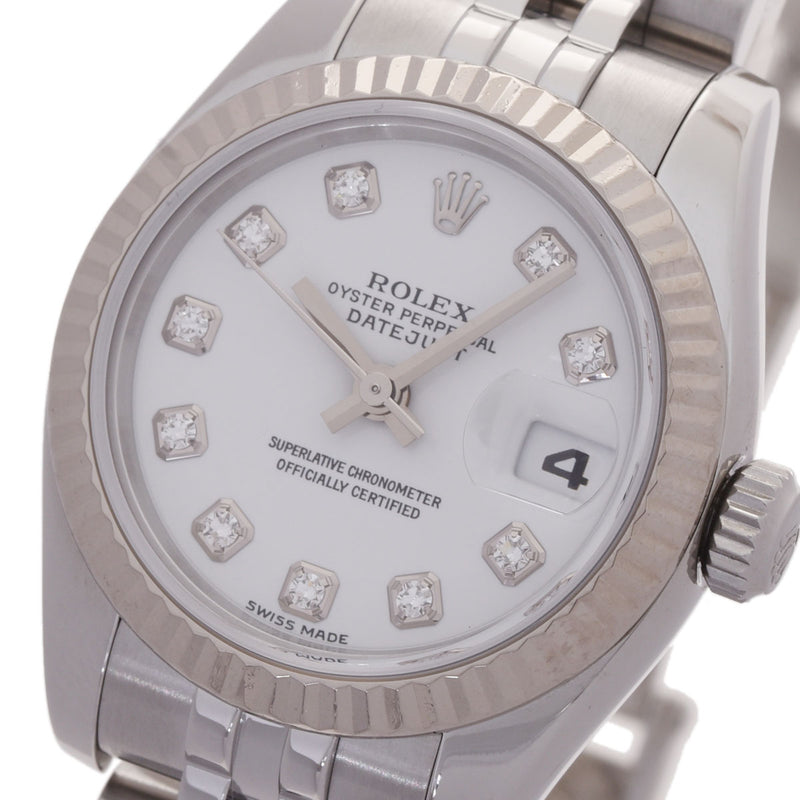 ROLEX ロレックス デイトジャスト 10Pダイヤ 179174G レディース SS/WG 腕時計 自動巻き ホワイト文字盤 Aランク 中古 銀蔵