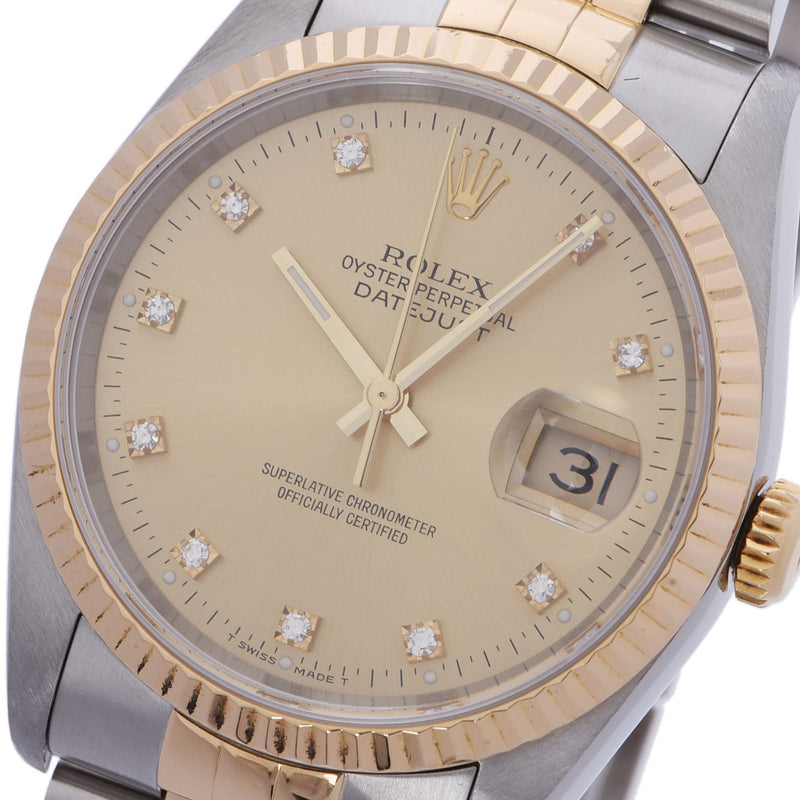 ROLEX ロレックス デイトジャスト 10Pダイヤ 16233G メンズ YG/SS 腕時計 自動巻き シャンパン文字盤 Aランク 中古 銀蔵