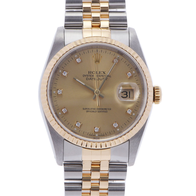 ROLEX ロレックス デイトジャスト 10Pダイヤ 16233G メンズ YG/SS 腕時計 自動巻き シャンパン文字盤 Aランク 中古 銀蔵