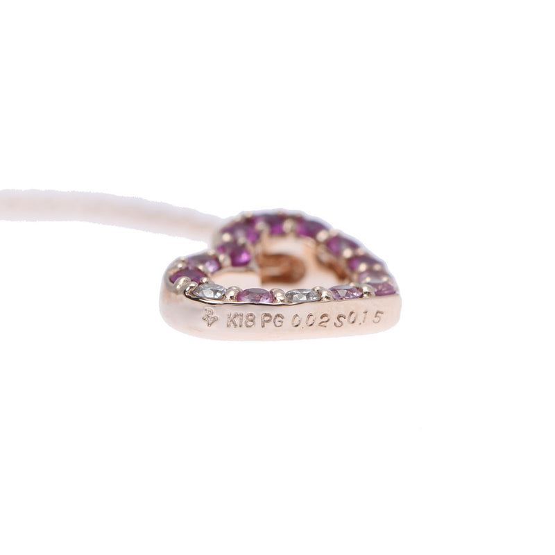 Ponte Vecchio ポンテヴェキオ ハート ダイヤ0.02ct サファイア0.15ct レディース K18ピンクゴールド ネックレス Aランク 中古 銀蔵