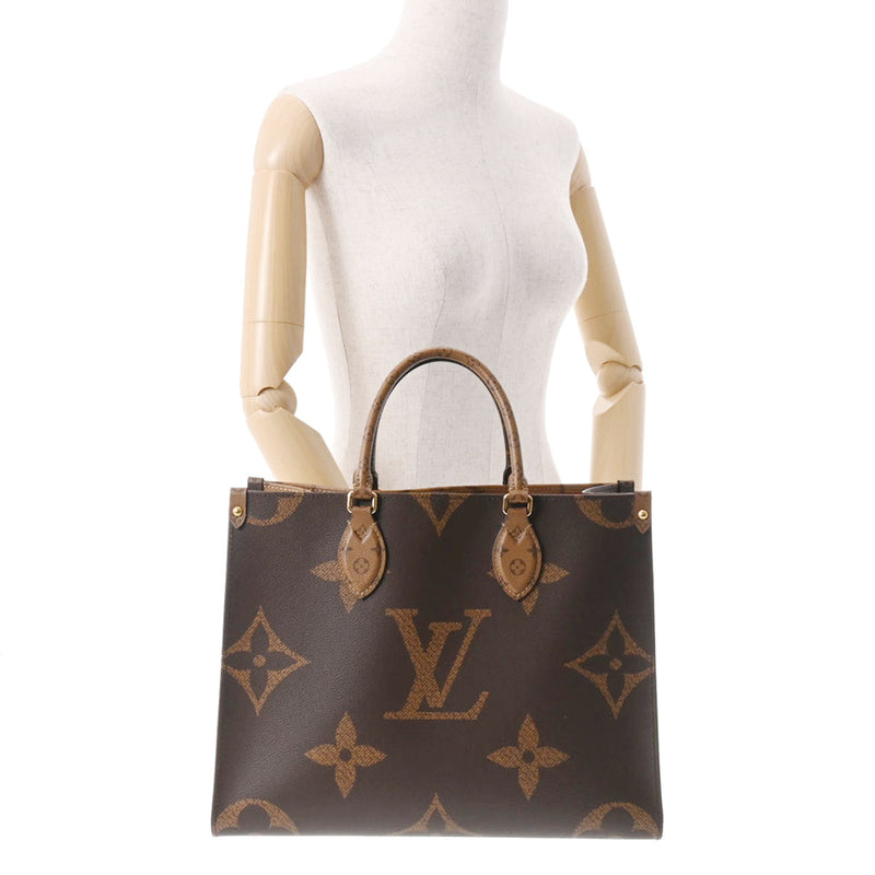 LOUIS VUITTON ルイヴィトン モノグラム リバース オンザゴーMM ブラウン M45321 レディース モノグラムキャンバス 2WAYバッグ 新同 中古 銀蔵