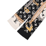 LOUIS VUITTON ルイヴィトン バンドー モノグラム コンフィデンシャル 黒/白 M78656 レディース シルク100％ スカーフ ABランク 中古 銀蔵