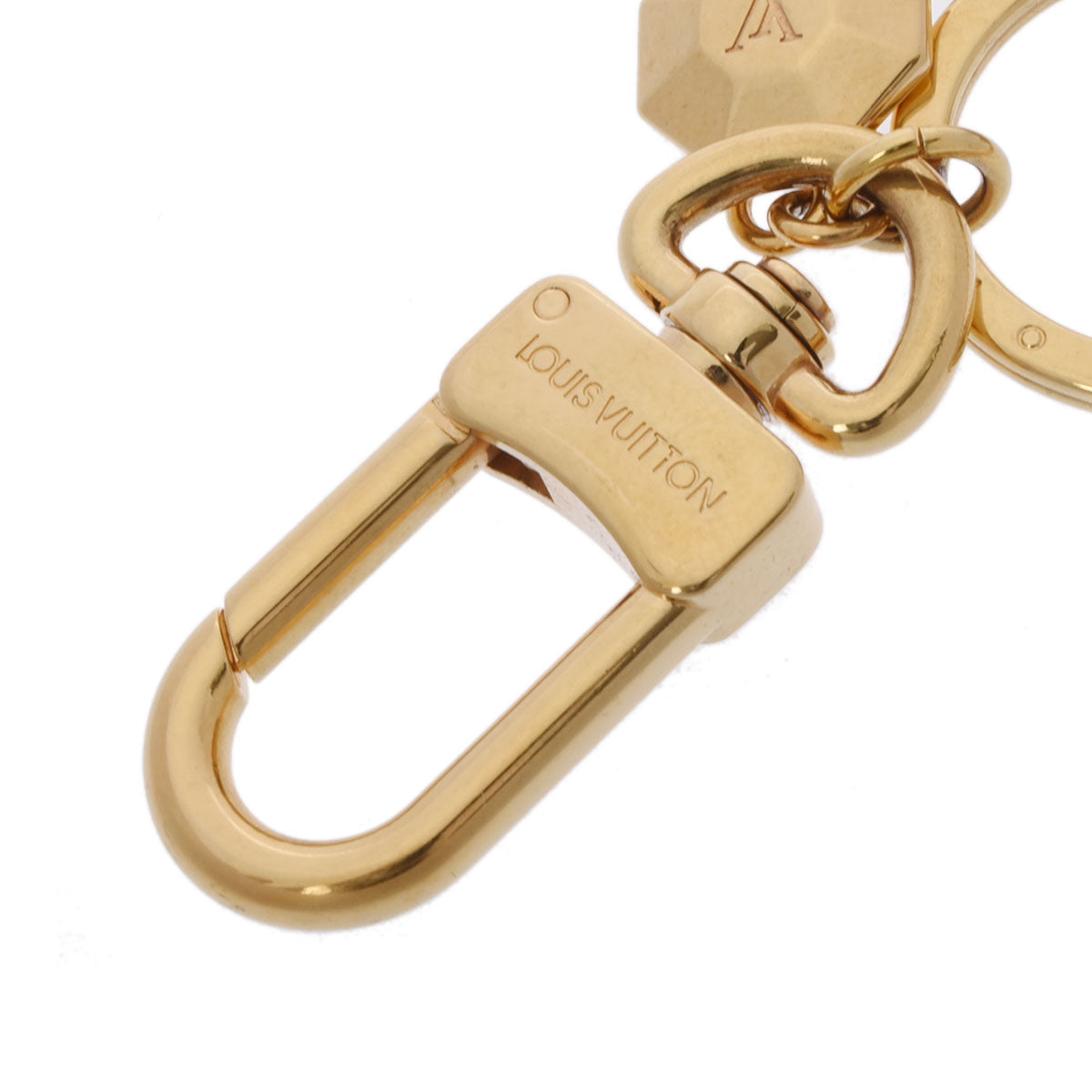 ルイ ヴィトン キーホルダー・LV ファセット ゴールド金具 ルイヴィトンポルトクレ LV ファセット キーリング ゴールド金具 ユニ