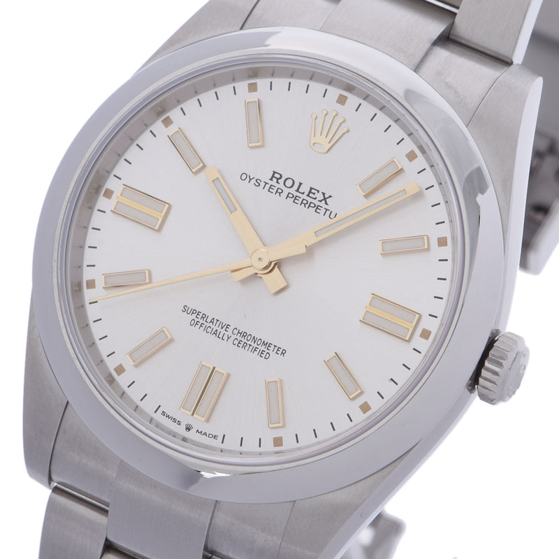 ROLEX ロレックス オイスターパーペチュアル 41 2021年11月 124300 メンズ SS 腕時計 自動巻き シルバー文字盤 Aランク 中古 銀蔵