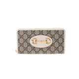 GUCCI グッチ ラウンドファスナー財布 ホースビット 1955 ベージュ/ホワイト ゴールド金具 621889 ユニセックス GGスプリームキャンバス 長財布 未使用 銀蔵